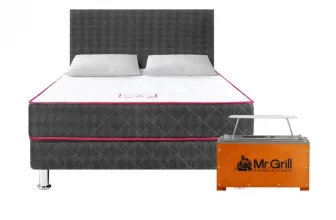 Juego de dormitorio Paraíso Nappy 2PLZ + 2 Almohadas + Protector de colchón+ Caja China Mr Grill Mini Nogal, La Curacao