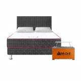 Juego de dormitorio Paraíso Nappy 2PLZ + 2 Almohadas + Protector de colchón+ Caja China Mr Grill Mini Nogal, La Curacao